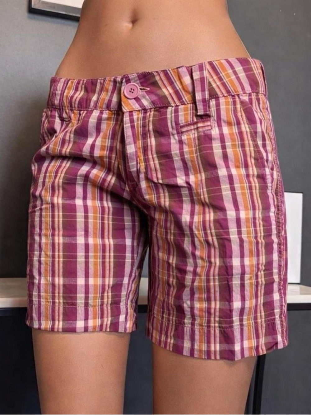 Kiss Vintage Y2K LOW-RISE plaid Bermuda shorts